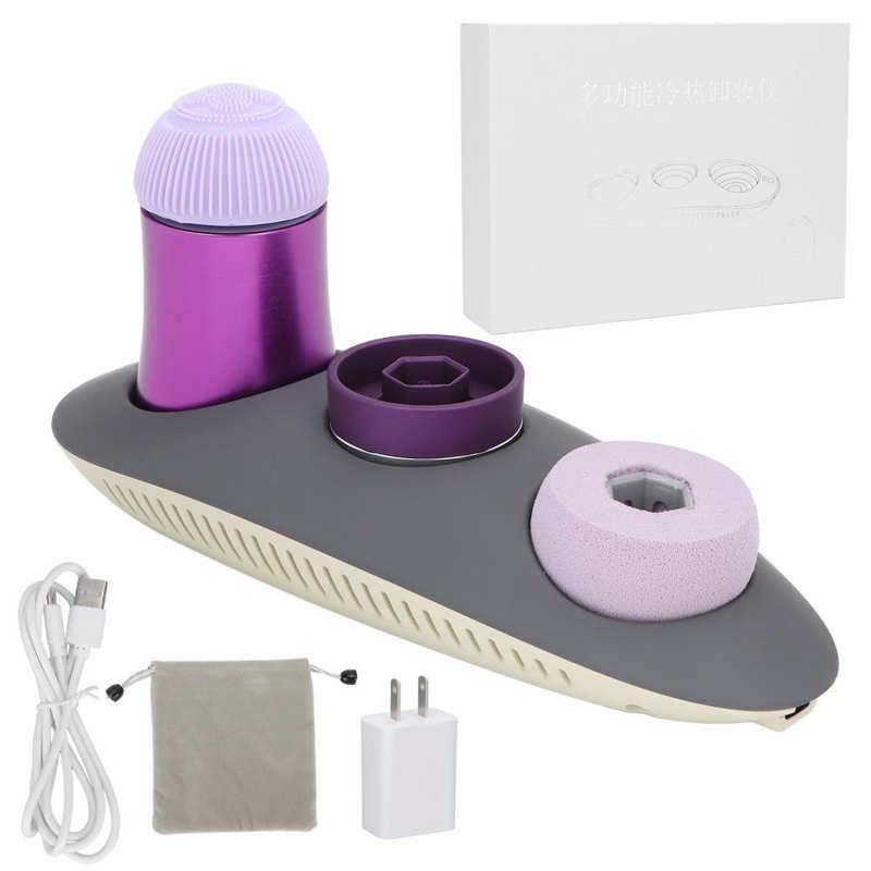 Facial Cleaning Device US Plug 100‑240V Electric Facial Cleansing Device Hot Cold Pressure Vibration Massage For Travel Use