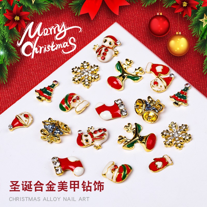 Nails Diamond Nail Art Jewelry Diamond Zircon Christmas Elk Santa Snowflake Bell Decoration