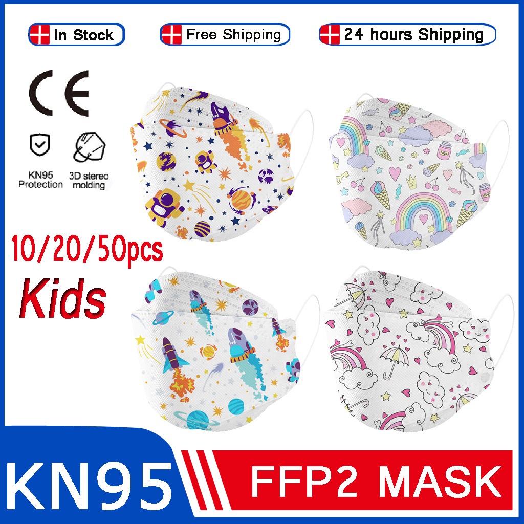 10/50pcs Kids Mask Mascarilla fpp2 homology ada child rainbow print kn95 ffp2 Mascarillas face mask ffp2mascarillas Ninos Kn95