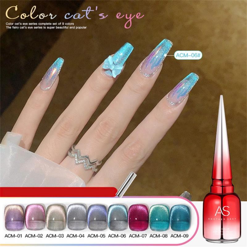 Popular gel nail polish transparent color cat eyes under different angles colorful light spots dazzling effects TSLM1