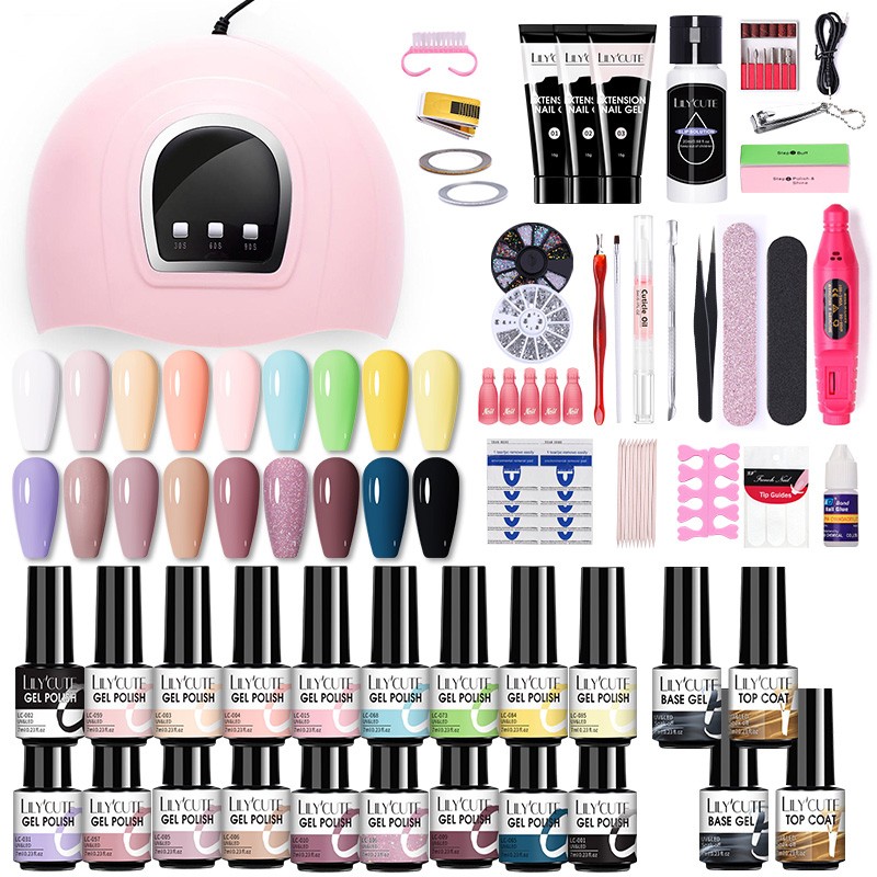 LILYCUTE Nail Gel Polish Set All For Manicure UV LED Dryer Lamp Kit With 18/12pcs Semi-Permanent Soak Off Nail Art Tool Set