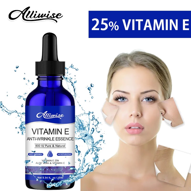 Alliwise Vitamin E anti-wrinkle essence Shrink pores Brighten skin tone Improve complexion Dry lines and fine lines Moisturizing tight