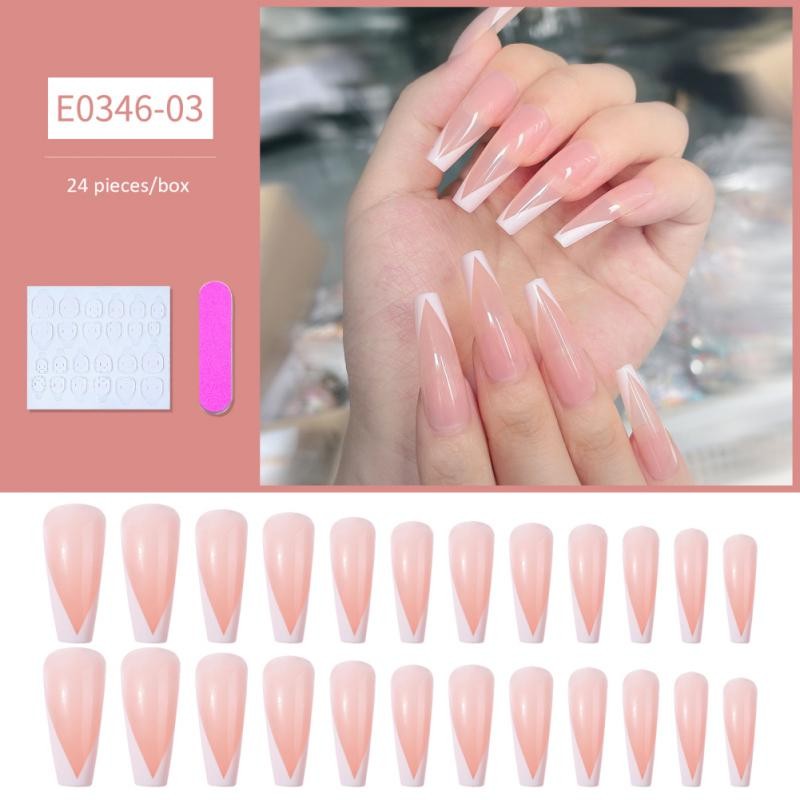 24pcs/box Wearable Fake Nail Set 2022 Popular Full Coverage Nail Art Patch Colorful Beauty Artificial Fake Nails