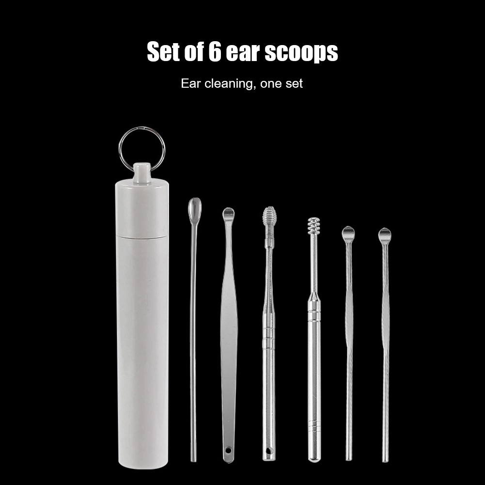 6pcs Ear Wax Cleaner Removal Tool Earpick Sticks Earwax Remover Curette through Auricular Cleaning Ear Cleanser Spoon Health Care Earpick