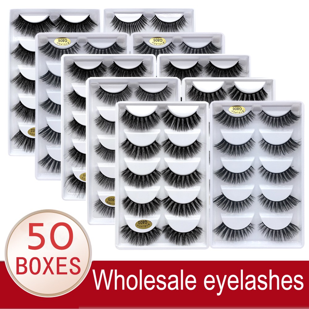 Wholesale eyelashes 20/30/50 boxes 5 pairs 3d mink lashes natural false eyelashes soft makeup fake eye lashes cilios g806 g800