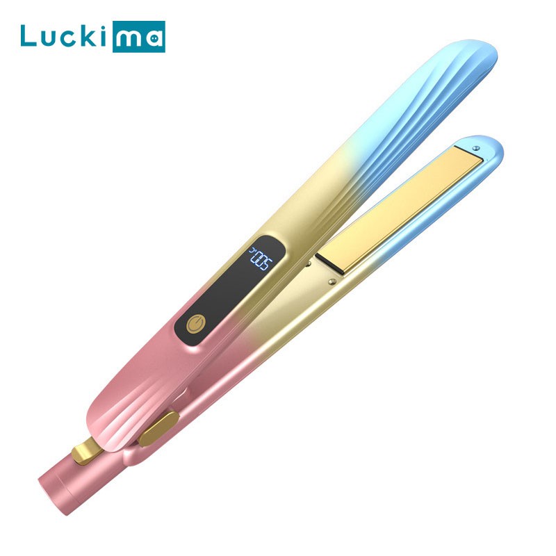Hot Electric Hair Curler 2 in 1 Hair Crimper Straightener Wafer Curling Iron Wand LCD Display Temperature Adjust Gift Recommend