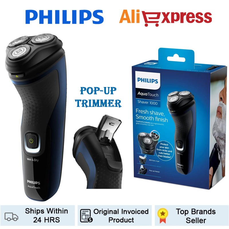 Philips S1223 Men's Electric Shaver Wet & Dry Cordless Shaver 3D Pop Up Precise Water Resistant Washable Removable 40 Min Battery Life With 8 Hours Charging Powered By