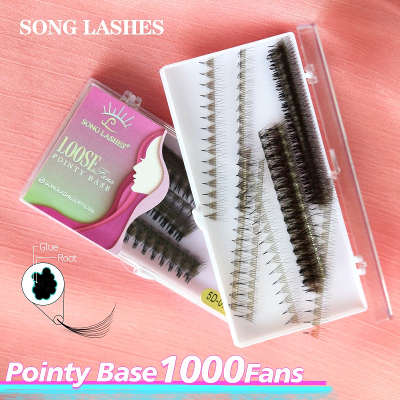 Sung Lashes 1000 Fans Sharp Narrow Stem Premade Volume Lash Fans Tapered Base Premade Fans Slim Thin Tapered Base Lash Eyelashes