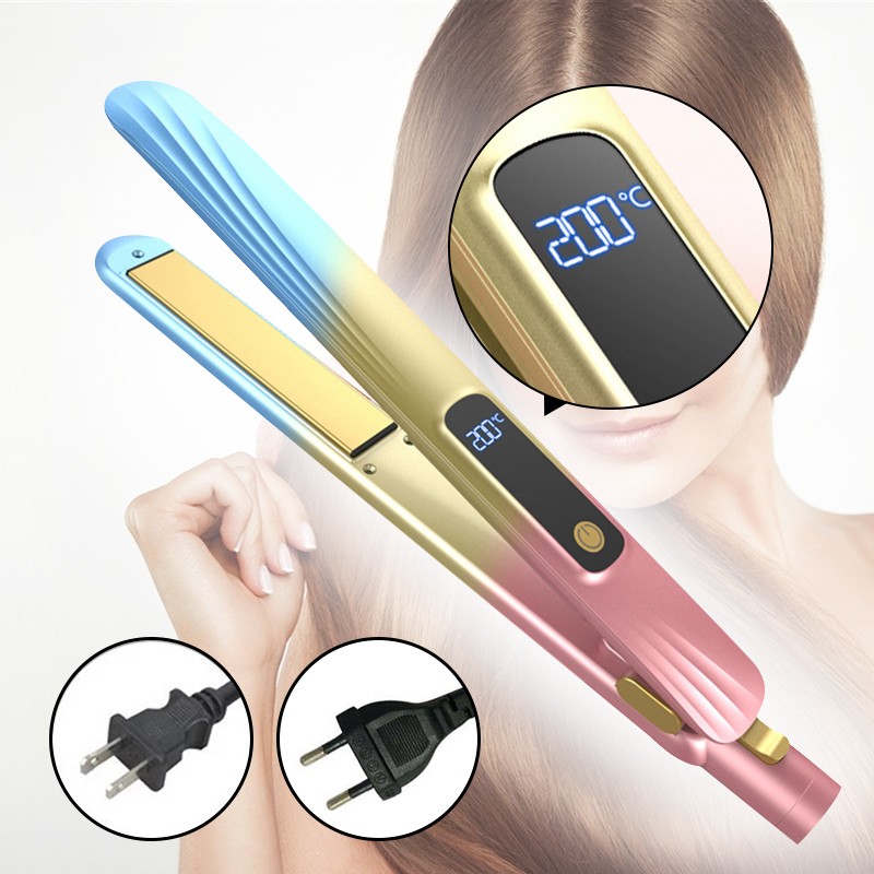 Hair Straightener 2 in 1 Flat Iron Curling Iron Professional Hair Styling Tools with Digital LCD Display Portable Ceramic Hair Curler