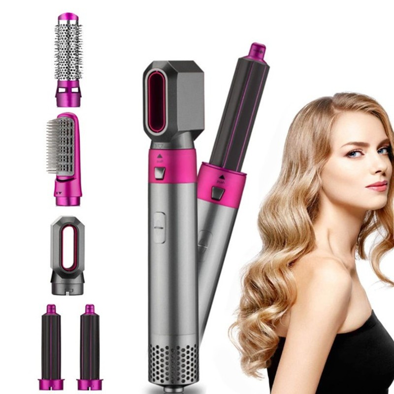 5 In1 Electric Hair Dryer Brush Comb Hot Air Hair Curler Styler Volumizer Negative Ion Straightener Barber Shop Blow Dryer Set