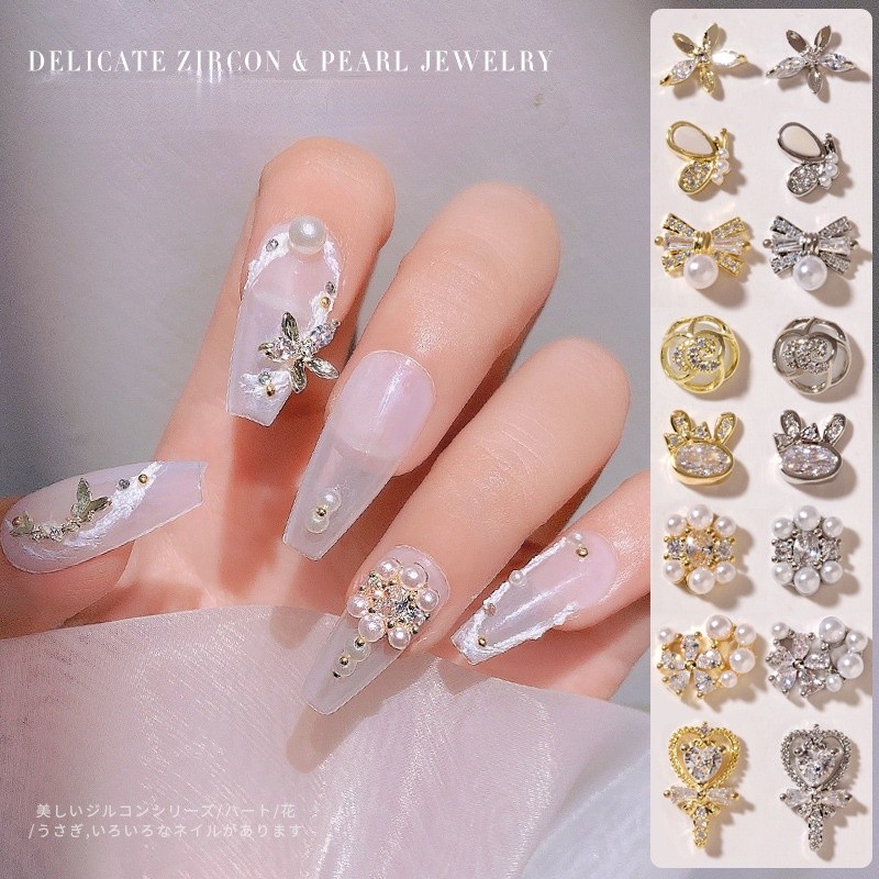 Nail Art Zircon Jewelry Bowknot Pearl Accessories Explosive Flower Color Preserved Decorative Diamond Nail