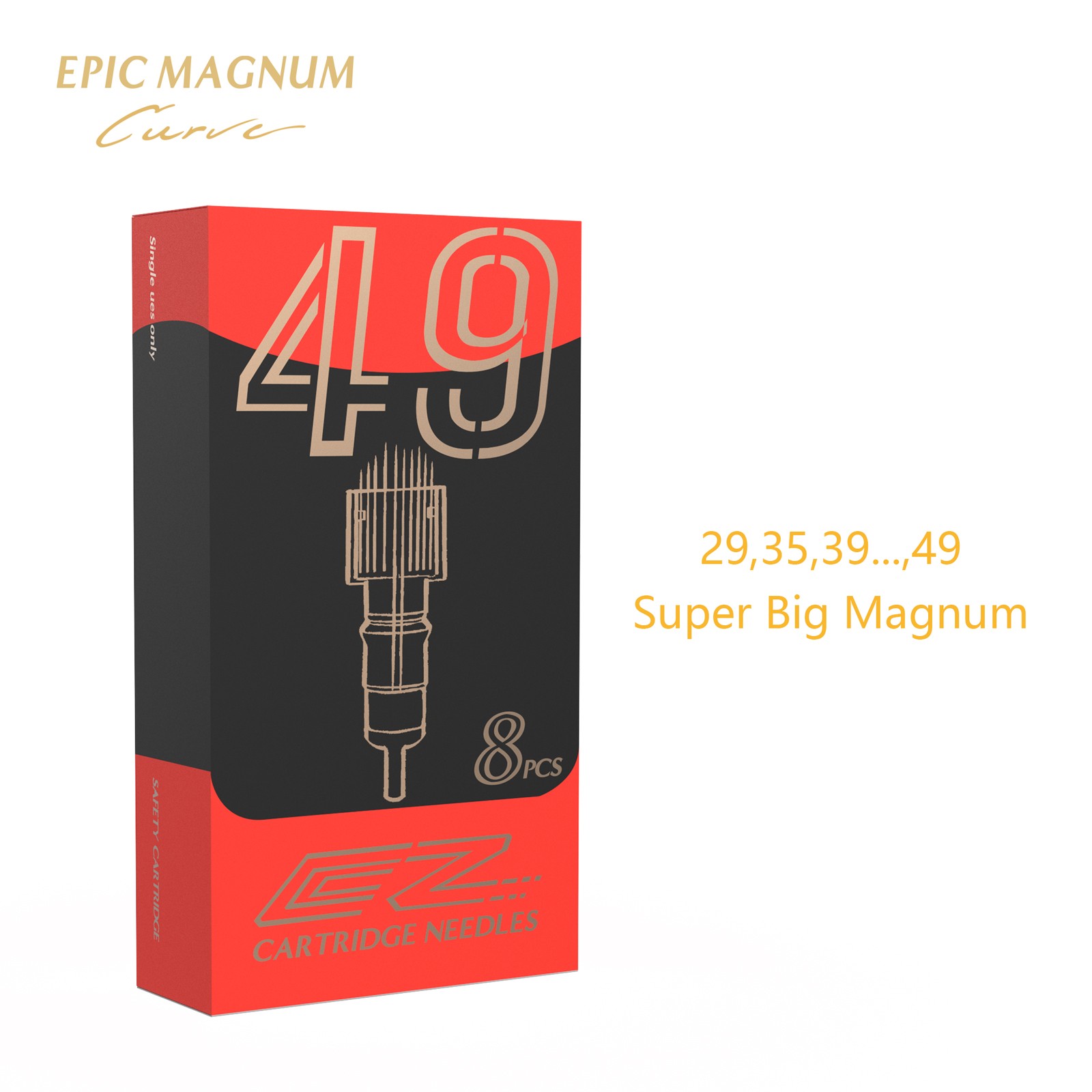 8pcs/box EZ Epic Large Magnum Tattoo Cartridge Needles (M1/RM) #12 (0.35mm) #10 (0.30) Long Taper For Rotary Pen Machine Control