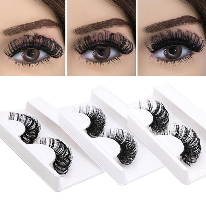 New 1Pairs DD Curl 3D Faux Mink Eye Handmade Reusable Fluffy Super Curl Russia Volume False Eyelashes Makeup Eyelashes