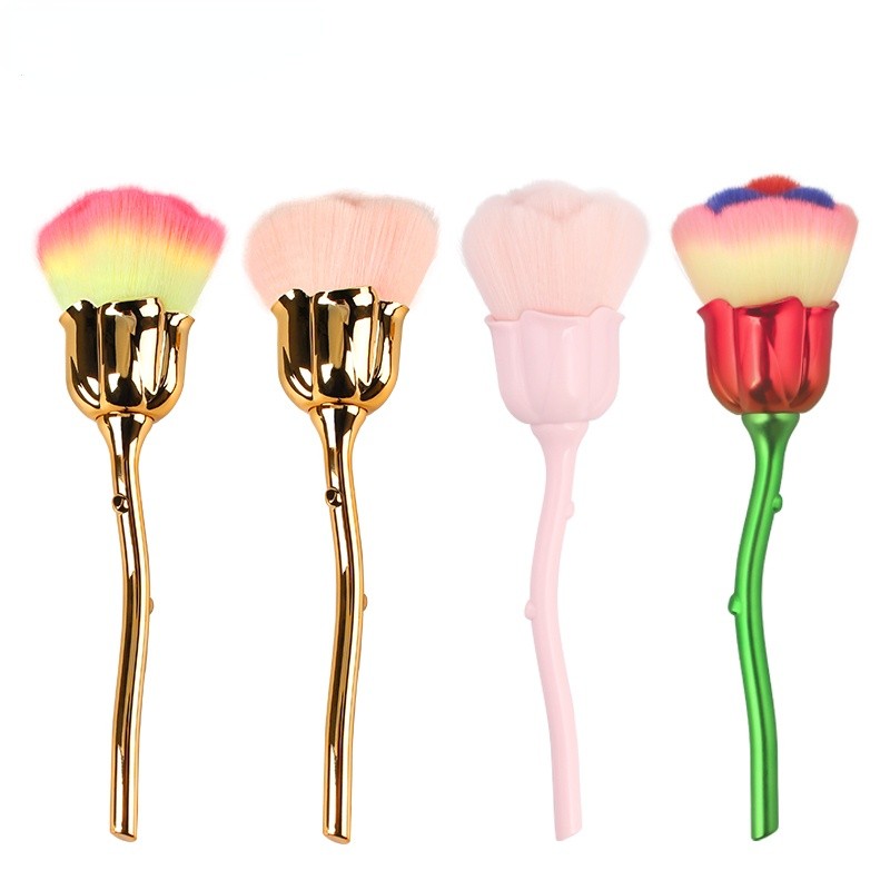 Makeup Brushes Cosmetic Tool Nail Art Brush Soft Clean Dust Rose Flower Shape Foundation Powder Glitter Beauty Manicure Care