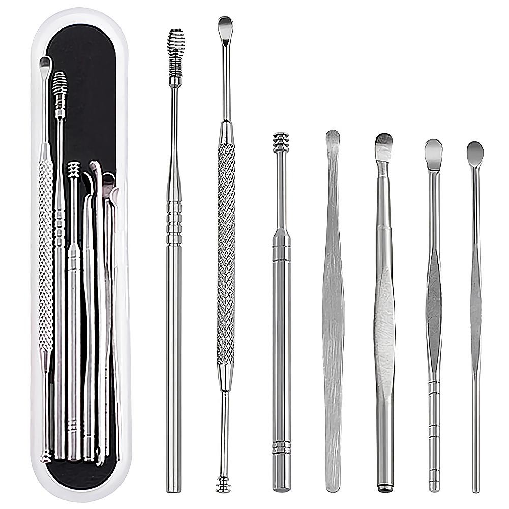 7pcs/set Ear Cleaner Wax Collectors Earpick Wax Remover Curette Through Ear Cleaner Spoon Ear Care Clean Tool