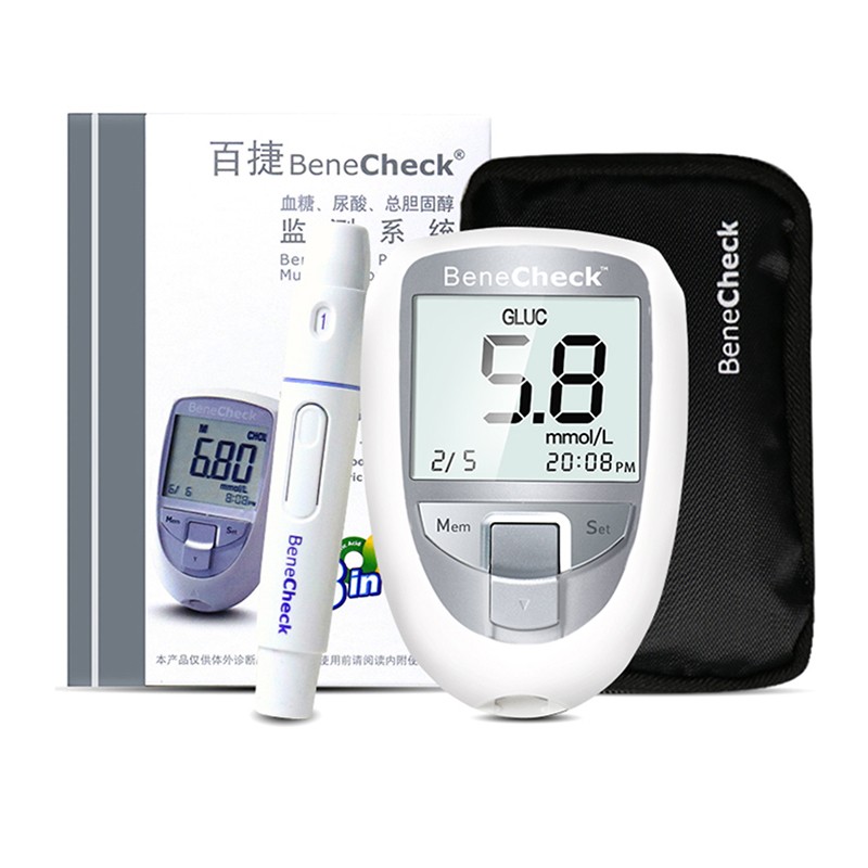 3 in 1 Multifunctional Uric Acid Diabetic Test Cholesterol Meter System Blood Sugar Test Strips Glucose Free Lancets