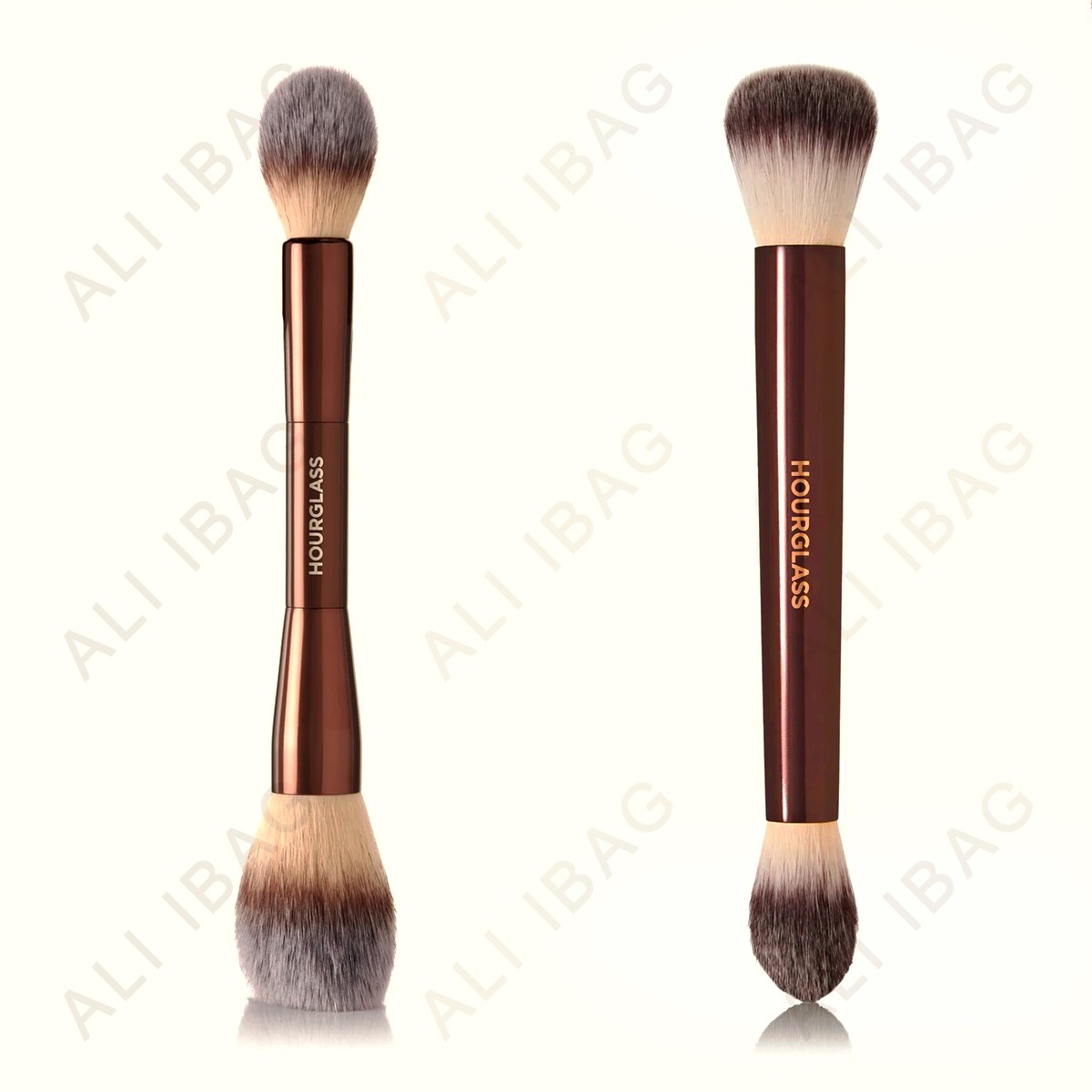 Hourglass Veil Ocean Double-end Makeup Brushes Soft Powder Highlighter Sculpting Blush Bronze Metal Handle Cosmetic Tools