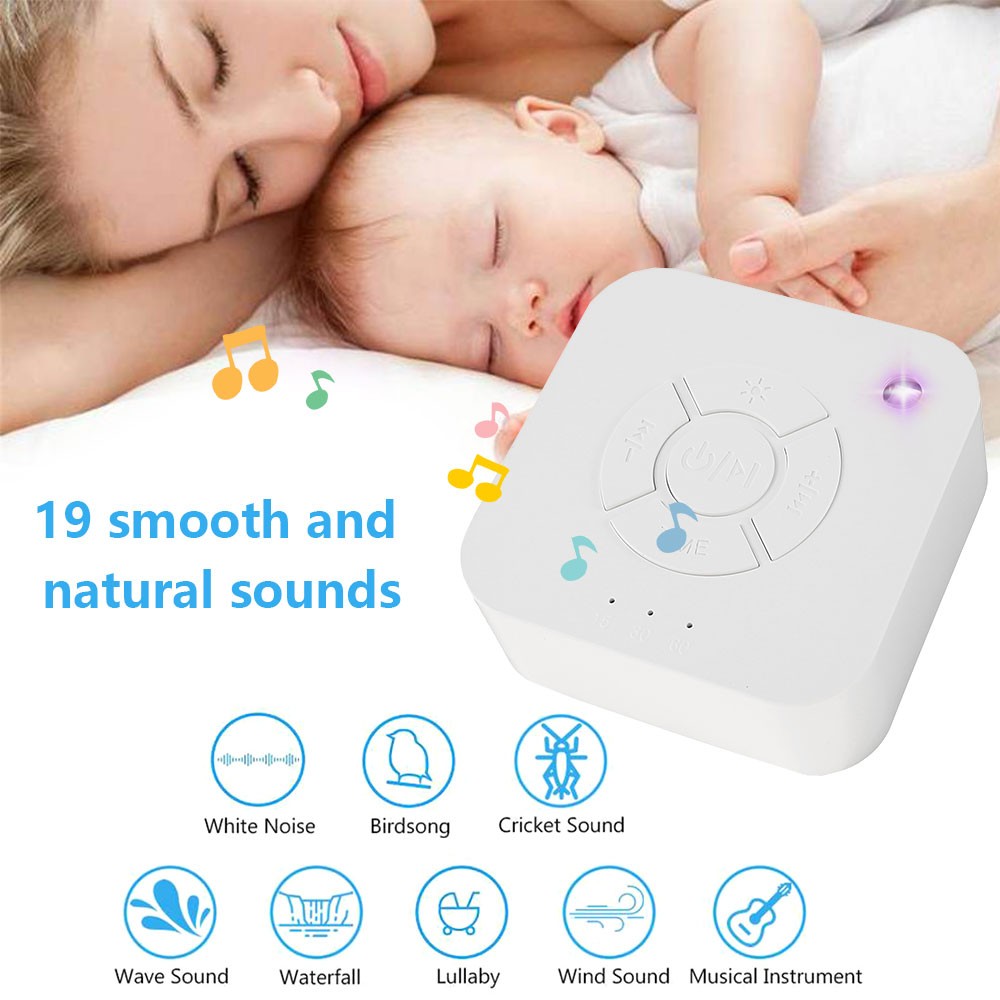 White USB Rechargeable Timer Shut Off Sleep Sound Machine For Sleep Relaxing Child Adult Child Care Desk