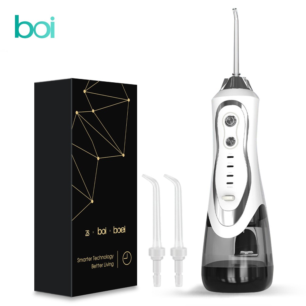 Boi 300ml High Pressure Professional Water Flosser Oral Irrigator For False Teeth Implants USB Rechargeable 7B1