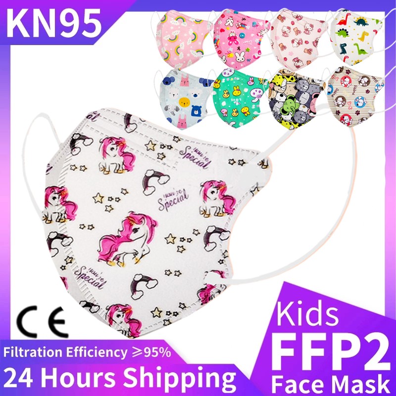 50pcs Children Masks FPP2 KN95 4 Layer 3D Cartoon Printed Anime Face Mask KN95 Mouth Mask Infantil ffp2fan Mask ffp2 Mask