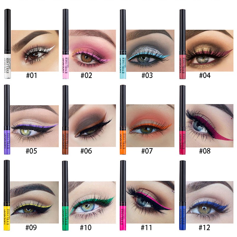12pcs/1set color matte eyeliner pencil liquid eyeliner 12packs cross border girl women eyes makeup supplies