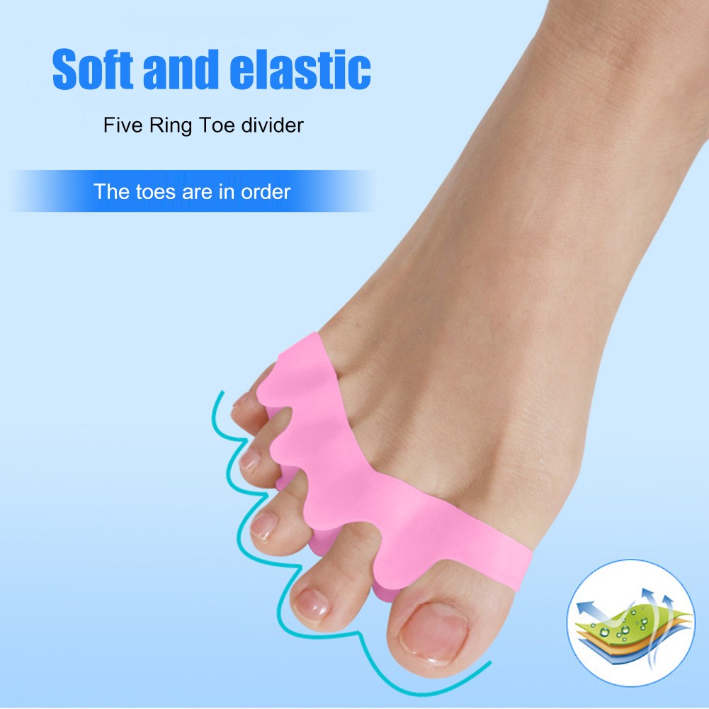 1 Pair Toe Separator Five Holes Hallux Valgus Corrector Orthopedic Hammer Straightener Spreader Foot Care Therapy Tool