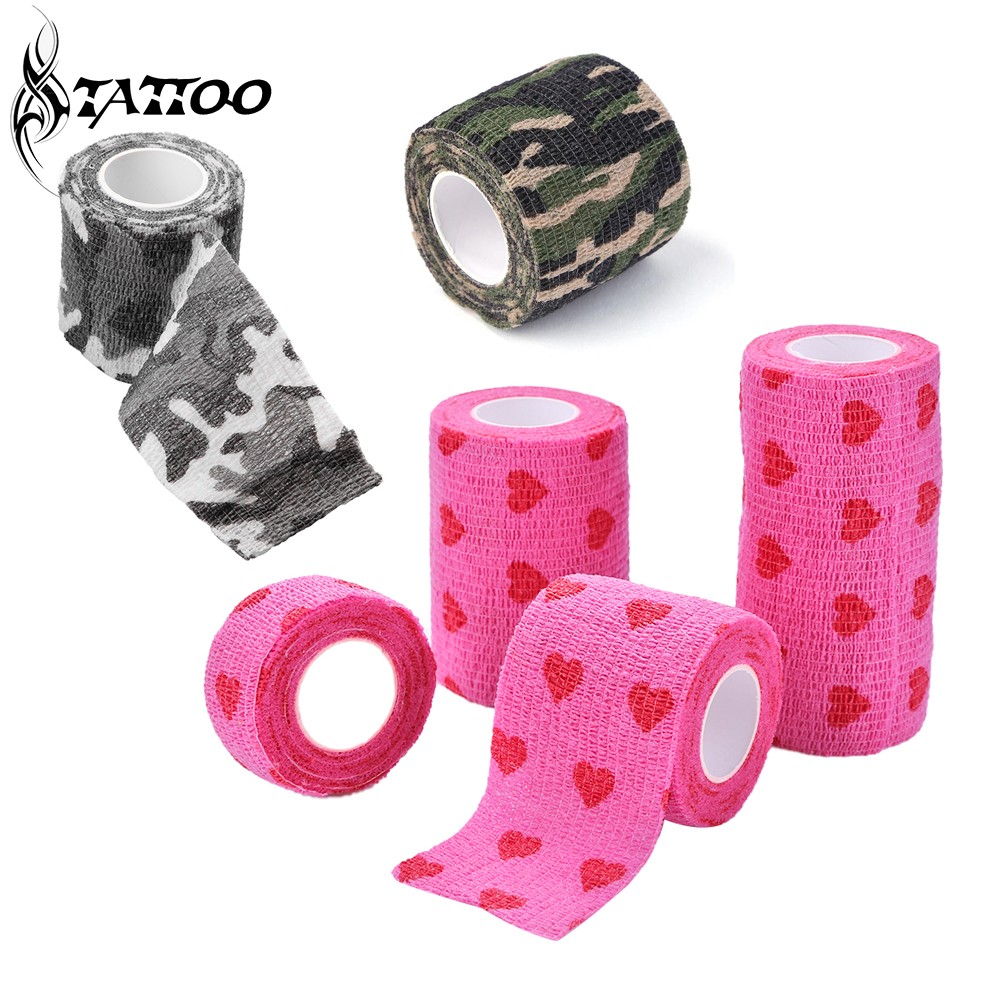 Camouflage Grip Tattoo Cover Bandage Wraps Tapes Nonwoven Waterproof Self Adhesive Finger Wrist Protection Tattoo Accessories