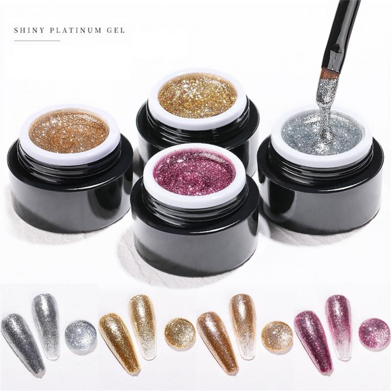 Nail Art Line Gel Polish Nail High Density Platinum Glue Glittering Painted Phototherapy Glitter Metallic Glitter Painting Platinum TSLM1