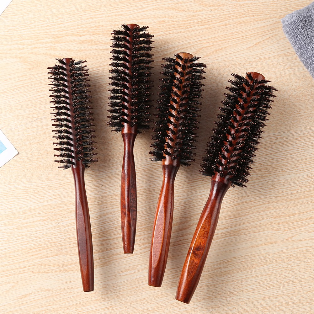 4 Sizes Professional Salon Styling Tools Round Hair Comb Hairdressing Curly Hair Brushes Comb Wooden Handle