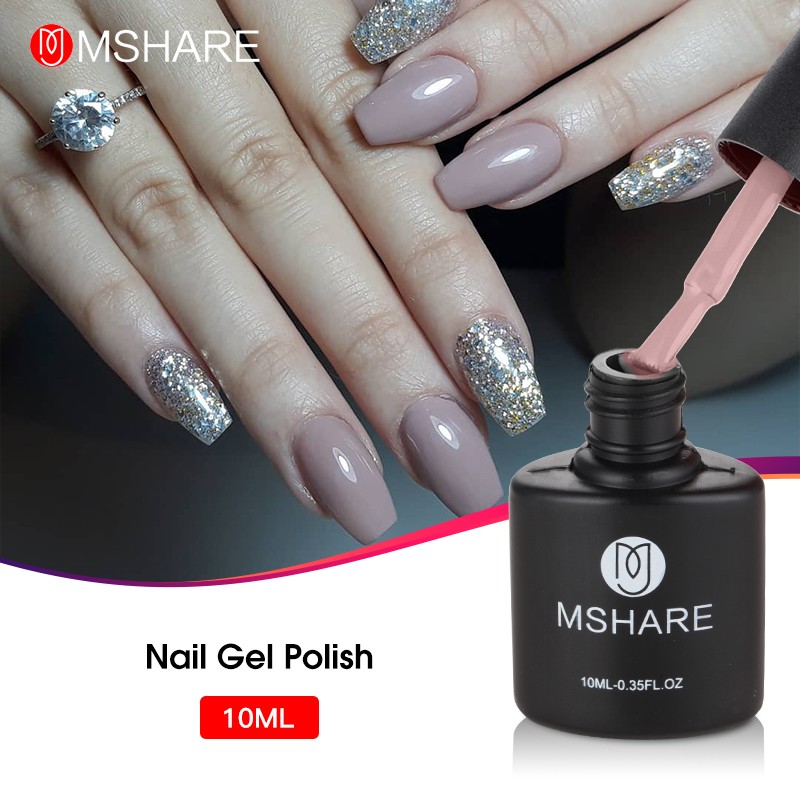 Mshare Nude Nail Gel Polish Soak Off UV Nail Gel Base Coat Nail Art Top Coat Varnish Semi Permanent Curing With Nail Dryer