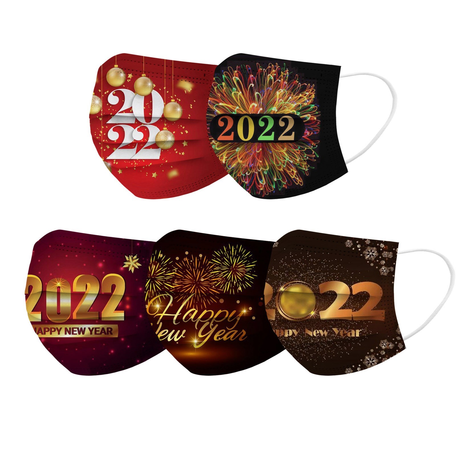 10/50pcs Christmas Disposable Mask Adult 2022 Happy New Year Printing Face Mask Mascarillas 3ply Women Men Mask Mask Mask