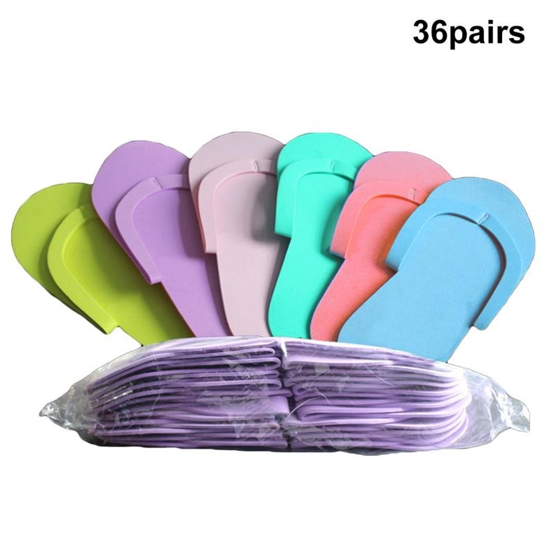 36 Pairs Beach Disposable Slippers Pedicure Slides For Salon Spa Pedicure Slippers Isposable For Beauty Salon (Random Color)