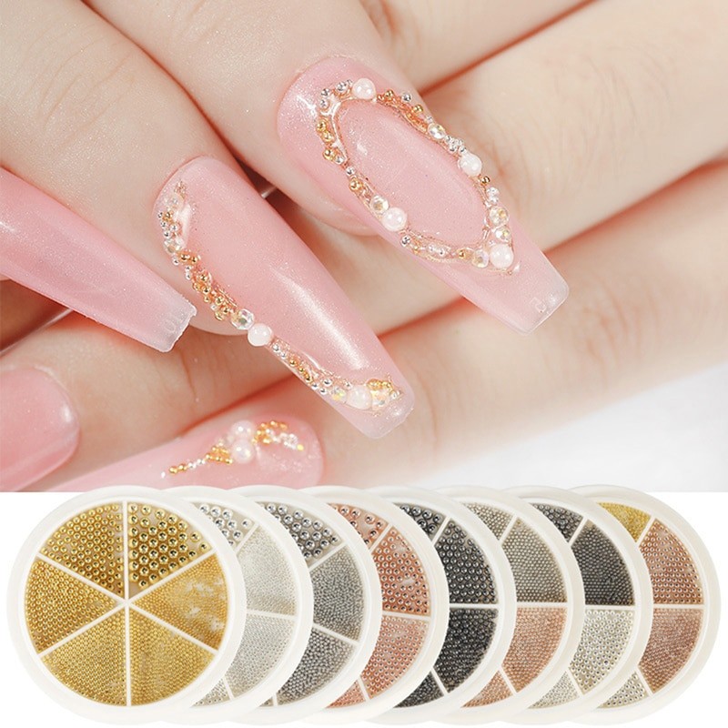 Nail Art Small Hard Caviar Beads Mix Size 3D Design Manicure Jewelry DIY Rhinestone Nail Decoration Crystal DIY Manicure Tools