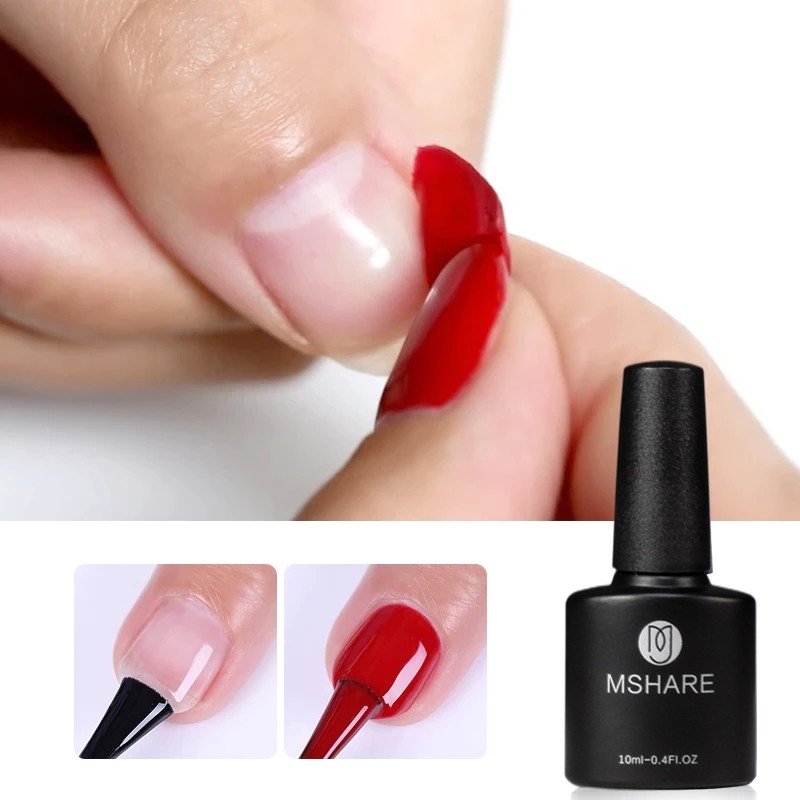 Mshare Easy UV Peel Off Base Coat Gel Long Wear Manicure Nail Polish Nail Art No Wipe Top Coat Lacquer Enamel Semi Permanent