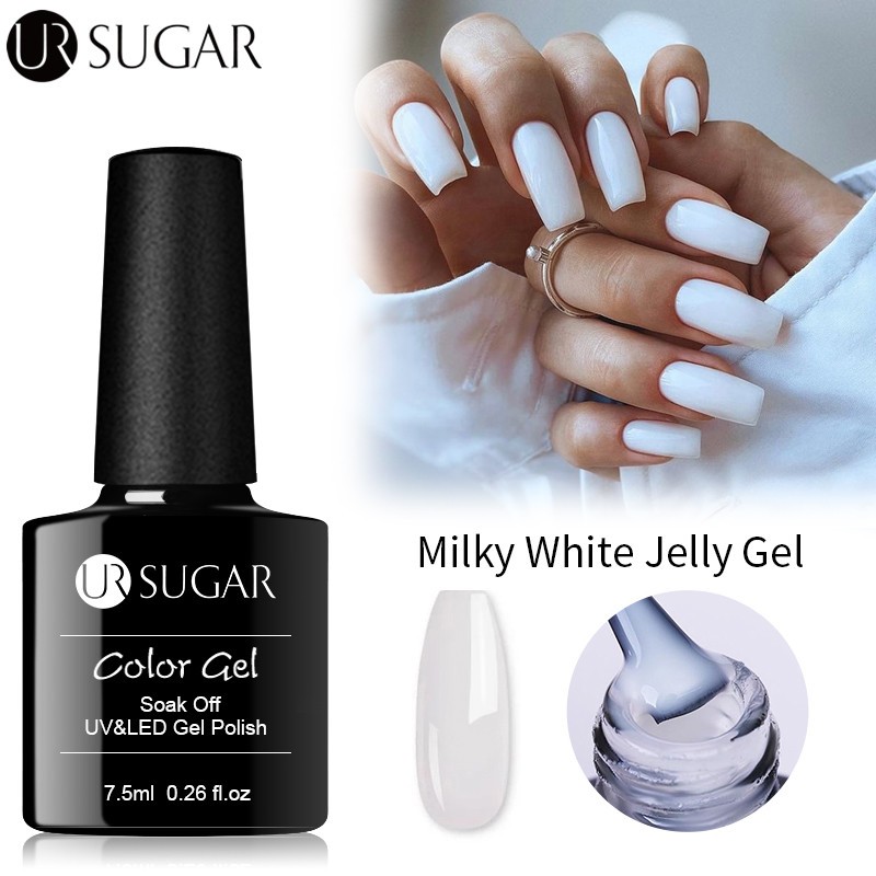 UR SUGAR 7.5ml Milky White Gel Nail Polish Clear Pink Gel Nail Extension Tips Soak Off Led UV Gel Varnish