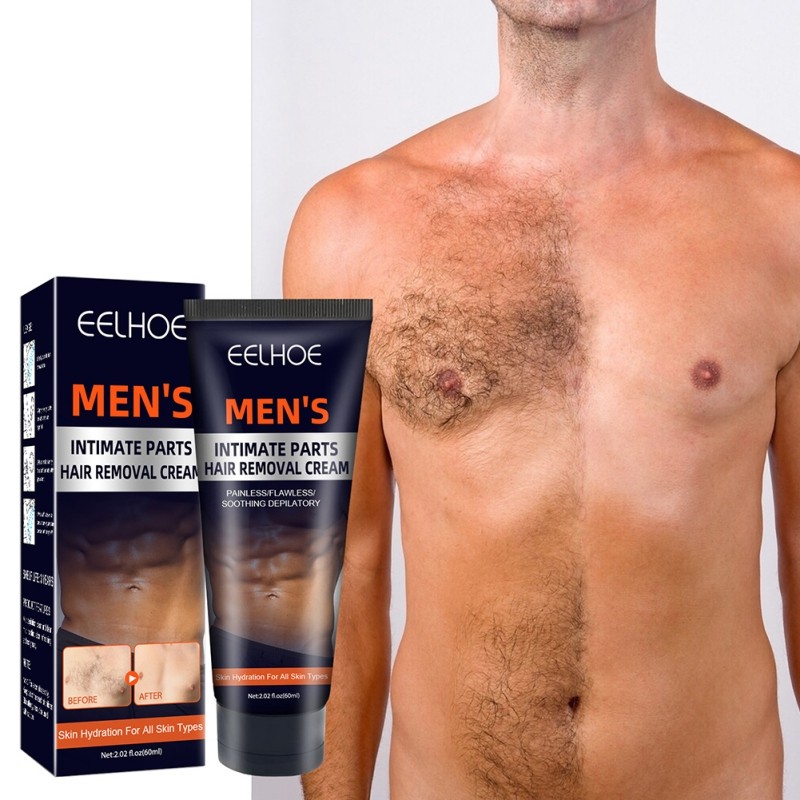 Men Hair Removal Cream Perfect for Underarm Legs Face Reduces Irritation Painless No Harmful Chemicals 60ml