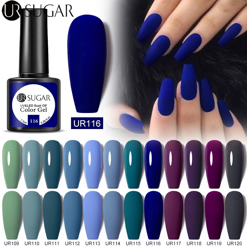 UR SUGAR 7.5ml Blue Purple Dark Color Gel Nail Polish Long Lasting Hybrid for Base MatteTop Coat Soak Off UV LED Nail Art Gel