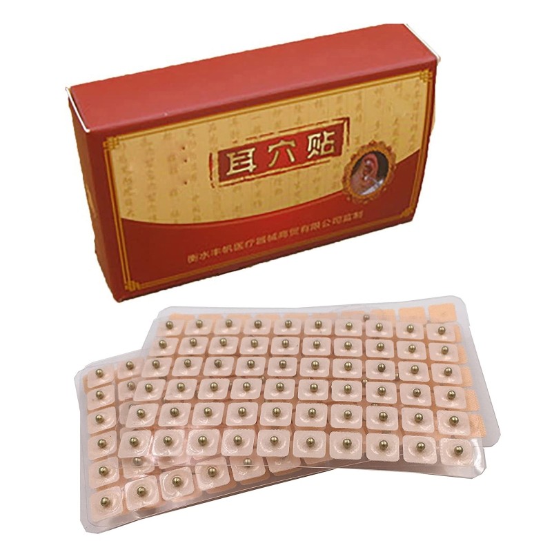 600 Counts Disposable Ear Press Seeds Acupuncture Vaccaria Plaster Bean Relax Massage Ear Sticker Acupressure Kit