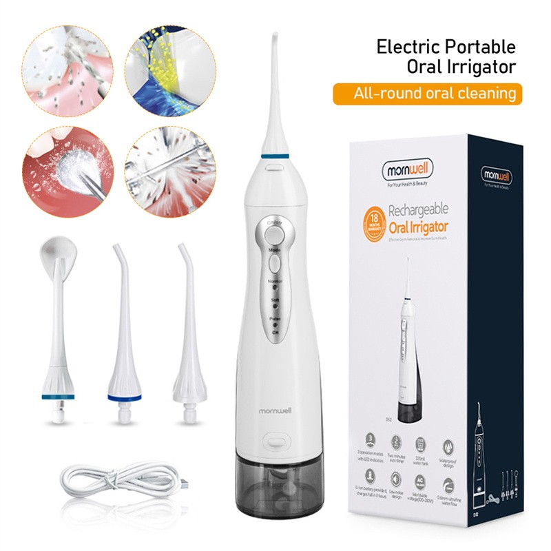 Oral Dental Irrigator Portable Water Flosser USB Rechargeable 3 Modes IPX7 300ML Water for Cleaning Teeth