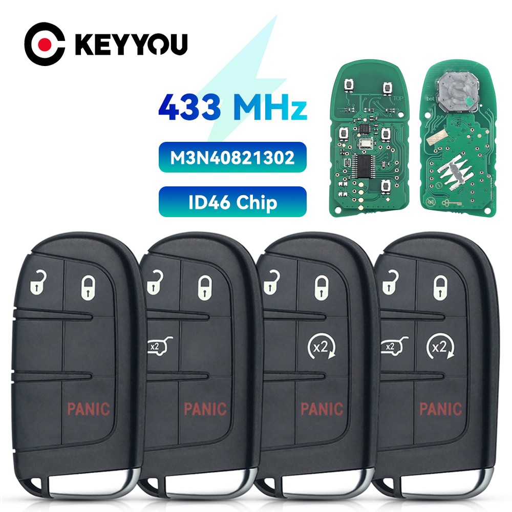 KEYYOU استبدال 5 أزرار الذكية مفتاح بعيد M3N40821302 فوب 433MHz ل جيب جراند شيروكي 2013 2014 2015 2016 2017 2018