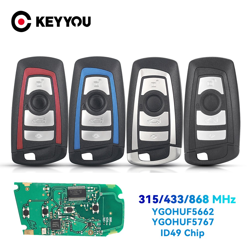 KEYYOU - 3/4 Button Smart Remote Control Key, For BMW 5, 7, F Series, 315-434, YGOHUF5662 / YGOHUF5767, 868MHz, 2009MHz, 2016MHz