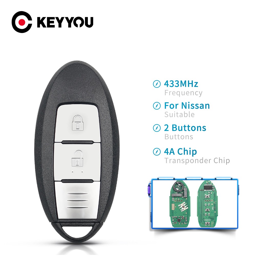 KEYYOU For Nissan Juke Qashqai X-Trail Tiida Sylphy J10 J11 2012-2020 Keyless Car Go Smart Remote Key 433Mhz 4A Chip 2 Buttons