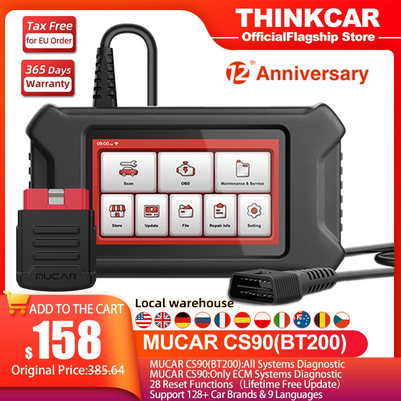 MUCAR CS90 obd2 Scanner With BT200 Full System Car Scanner 28 Reset Professional Auto Diagnostic Tools Professional Car Scanner