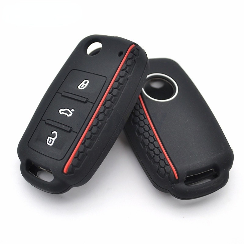 Silicone Car Key Case For VW Polo Bora Beetle Tiguan Passat Golf Jetta Eos For Skoda Fabia Octavia Remote Fob Shell Cover