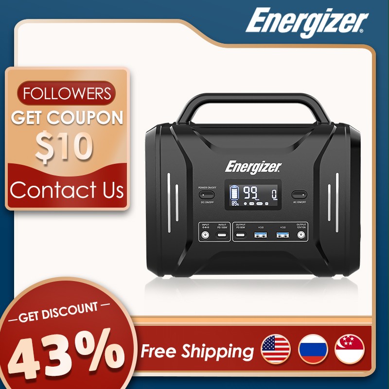 Energizer Portable Power Station 300W / 320Wh Solar Generator Fast Charging by LiFePO4 External Batteries Emergency PPS320