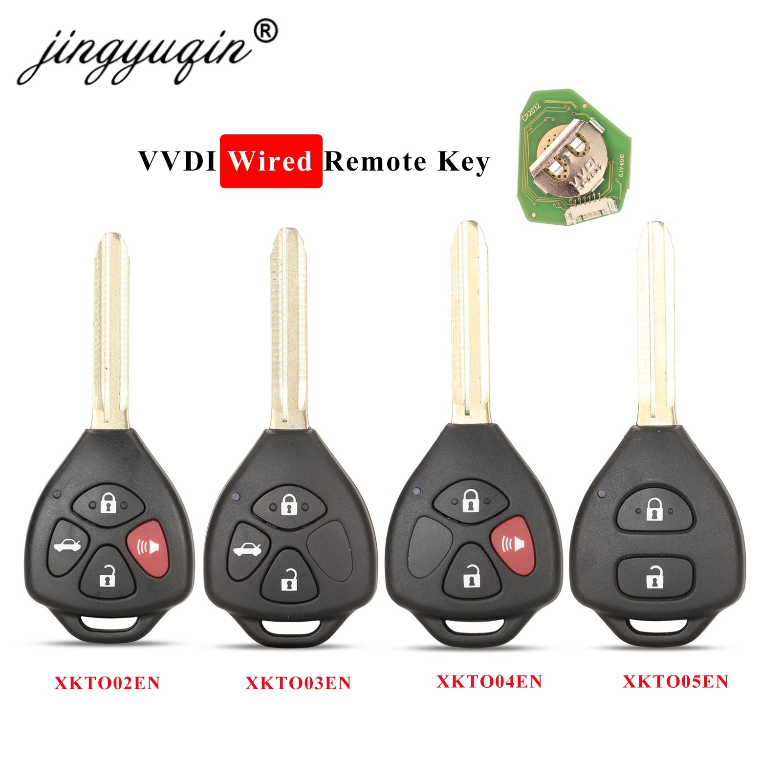 jingyuqin Wired Universal Remote Key XKTO02EN XKTO03EN XKTO04EN XKTO05EN For Toyota Flat Style 2/3/4 BTN For VVDI2 VVDI Key Tool