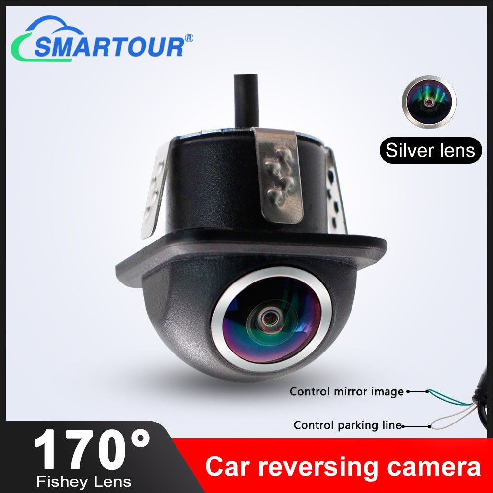 Smartour 170 Degree HD Rear View Camera Car Reversing Camera Silver Lens Night Vision Parking Assistance Front Rear View Back Up Camera