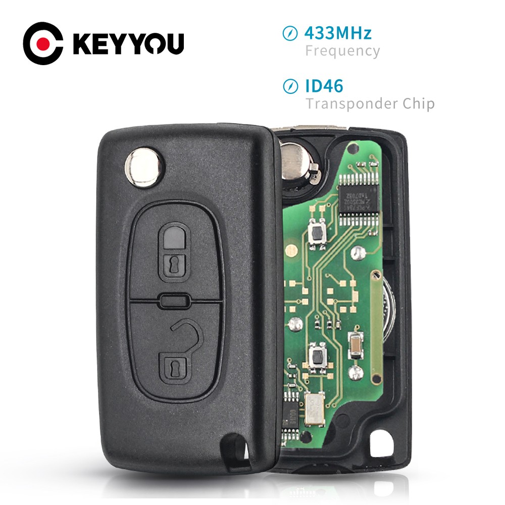 KEYYOU For Peugeot 307 3008 308 408 433MHz ID46 7941 CE0536 CE0523 Flip Key 2 Buttons VA2/HU83 Car Key Blade Fob Ask FSK