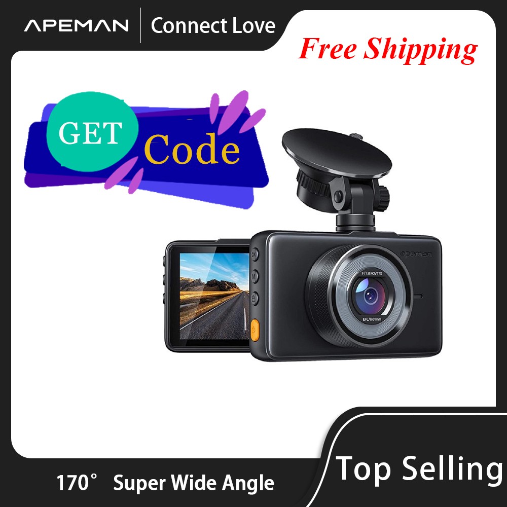 Apeman Dash Cam 1080P FHD DVR Car Driving Video Recorder 3 inch LCD Screen 170 Degree Wide Angle, G-sensor, WDR, Parking Car Monitor