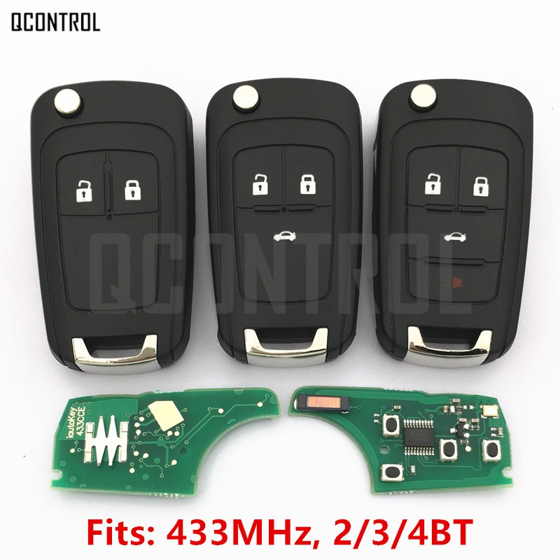 QCONTROL Car Alarm Remote Key Fit For Chevrolet Malibu Cruze Aveo Spark Sail 2/3/4 Buttons 433MHz Door Lock